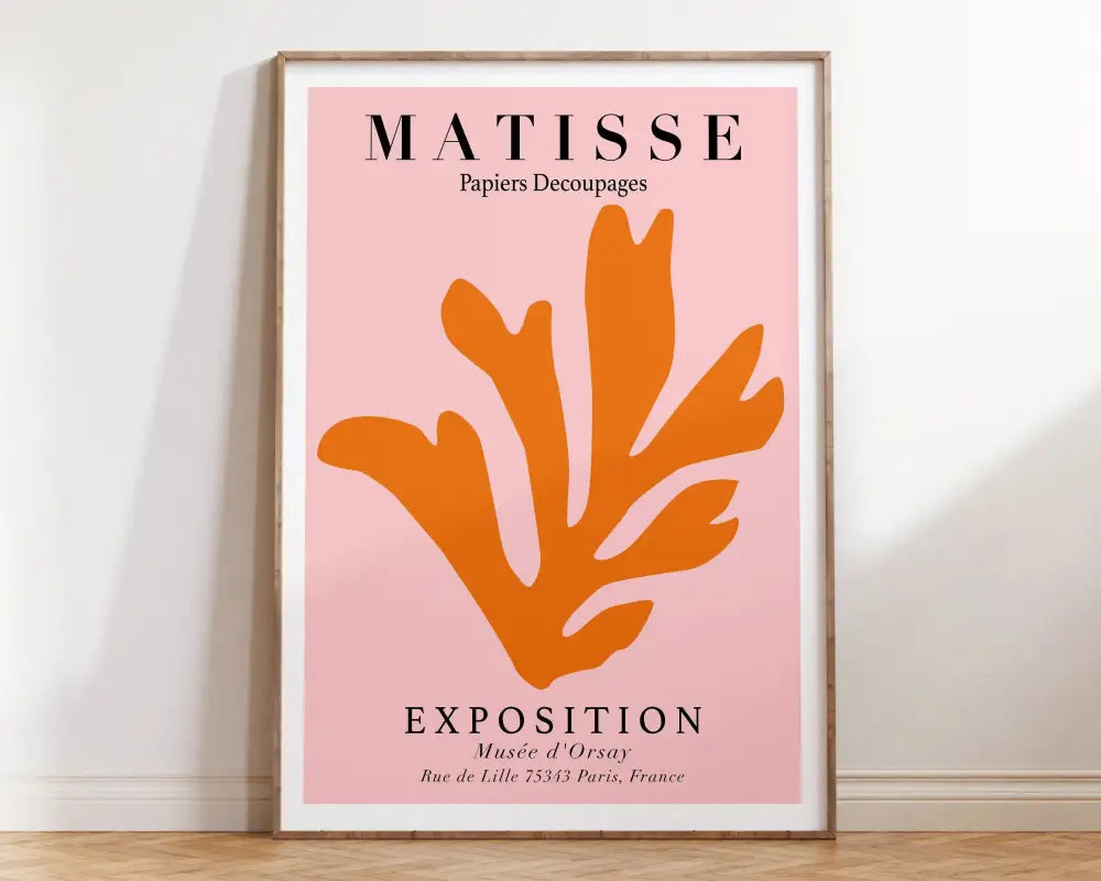 Matisse flower poster pink floral wall art for bedroom or living room