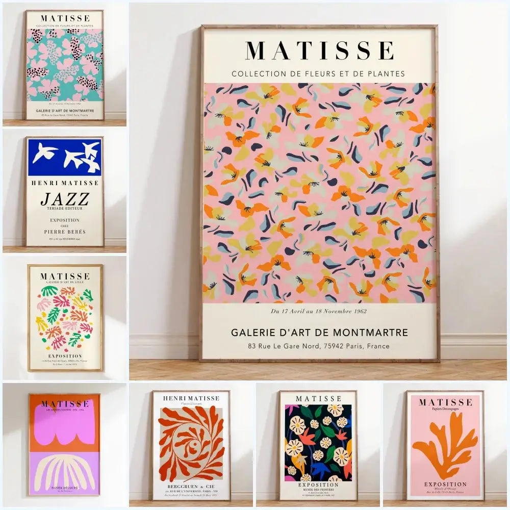 Matisse flower poster pink floral wall art for bedroom or living room