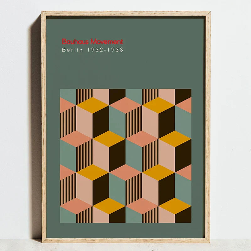 Modern bauhaus exhibition posters black and white living room art