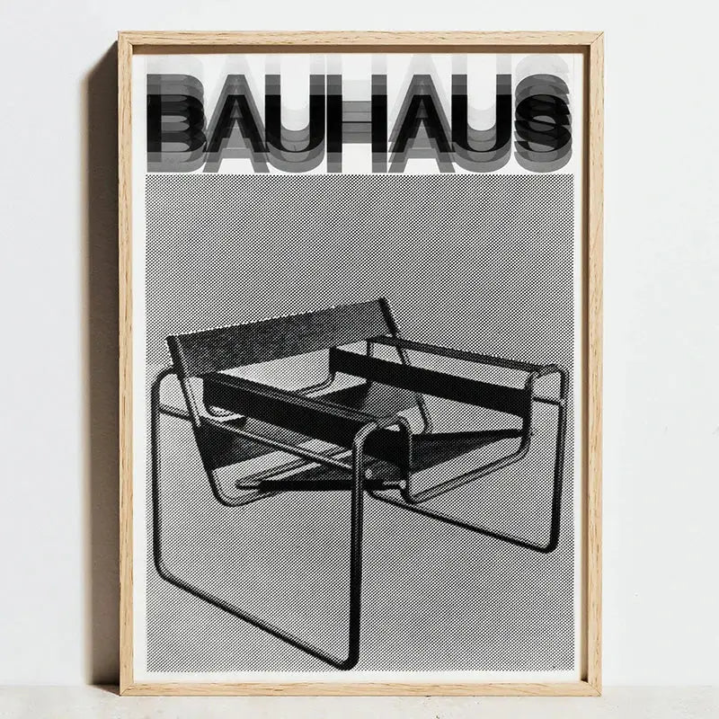 Modern bauhaus exhibition posters black and white living room art