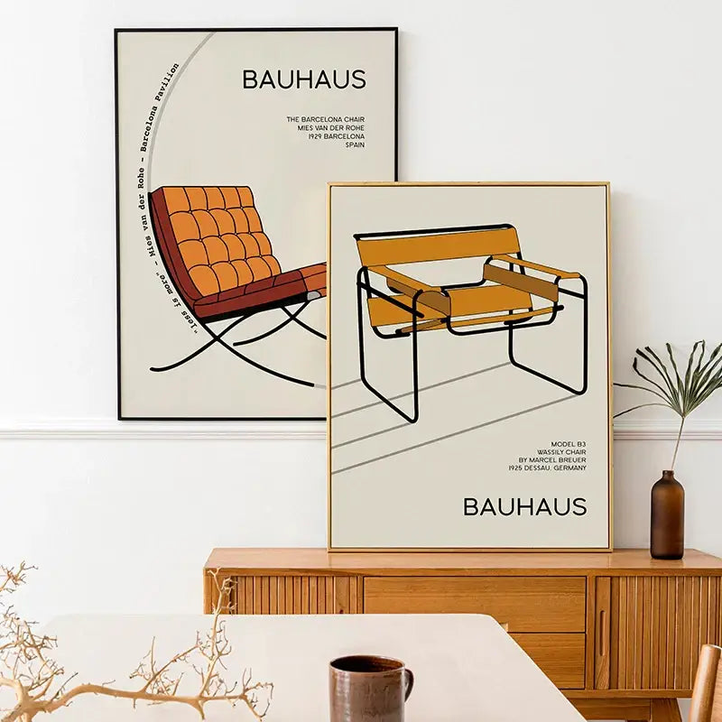 Modern bauhaus exhibition posters black and white living room art