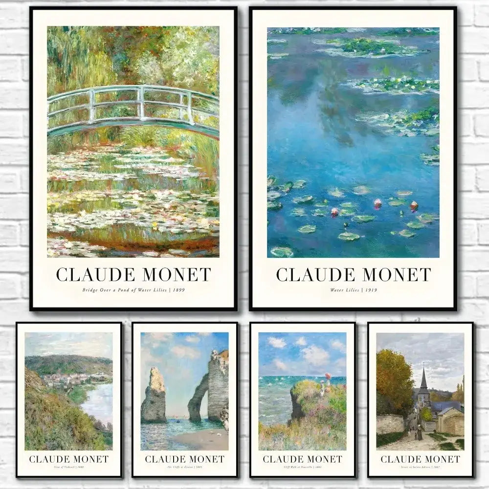 Claude monet impressionist wildflower poster print set living room