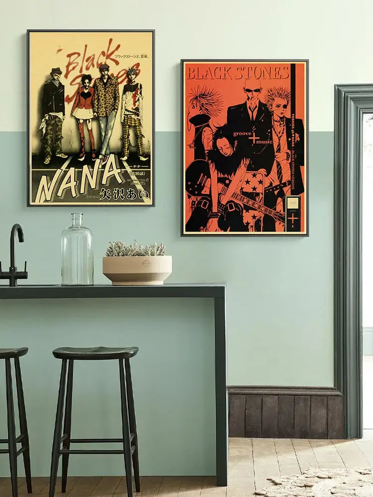 Retro orange japan anime nana poster set bedroom wall decor