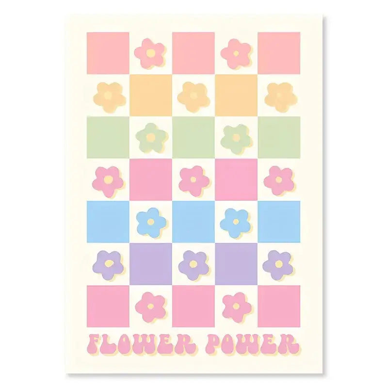 Pastel blue think happy thoughts smiley flower wall art bedroom
