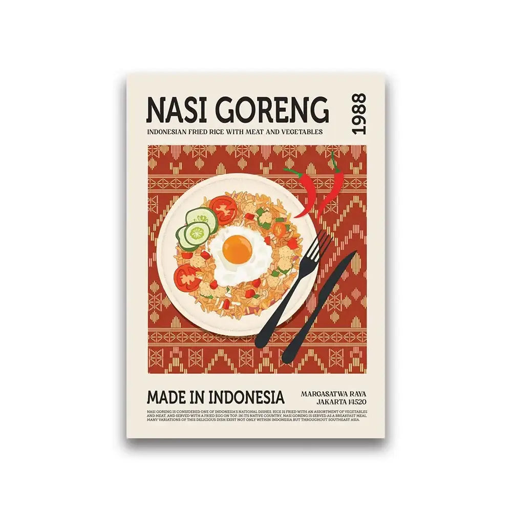 Vibrant pad thai food canvas painting kitchen wall art