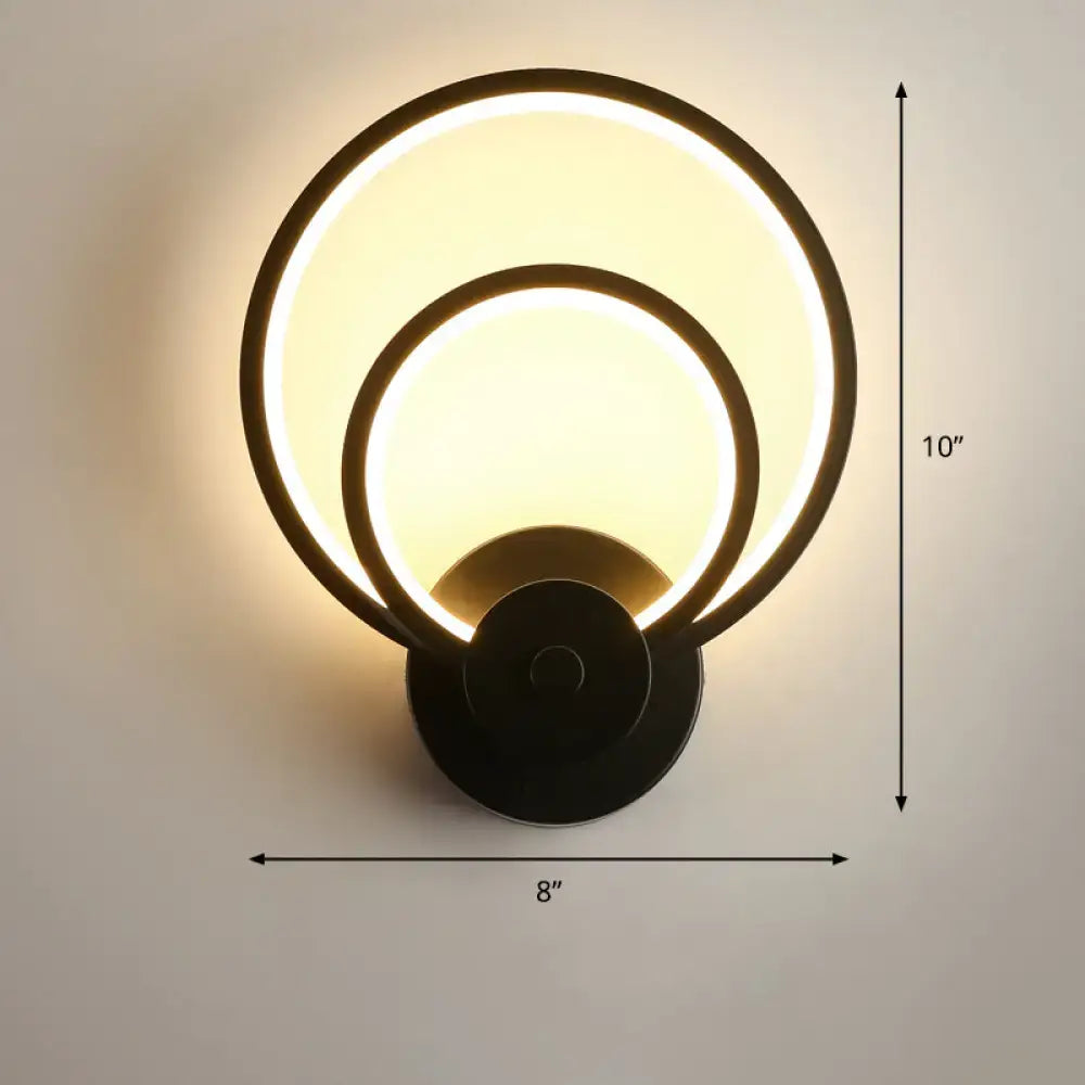 Modern black circular led light fixture – bedroom wall sconce