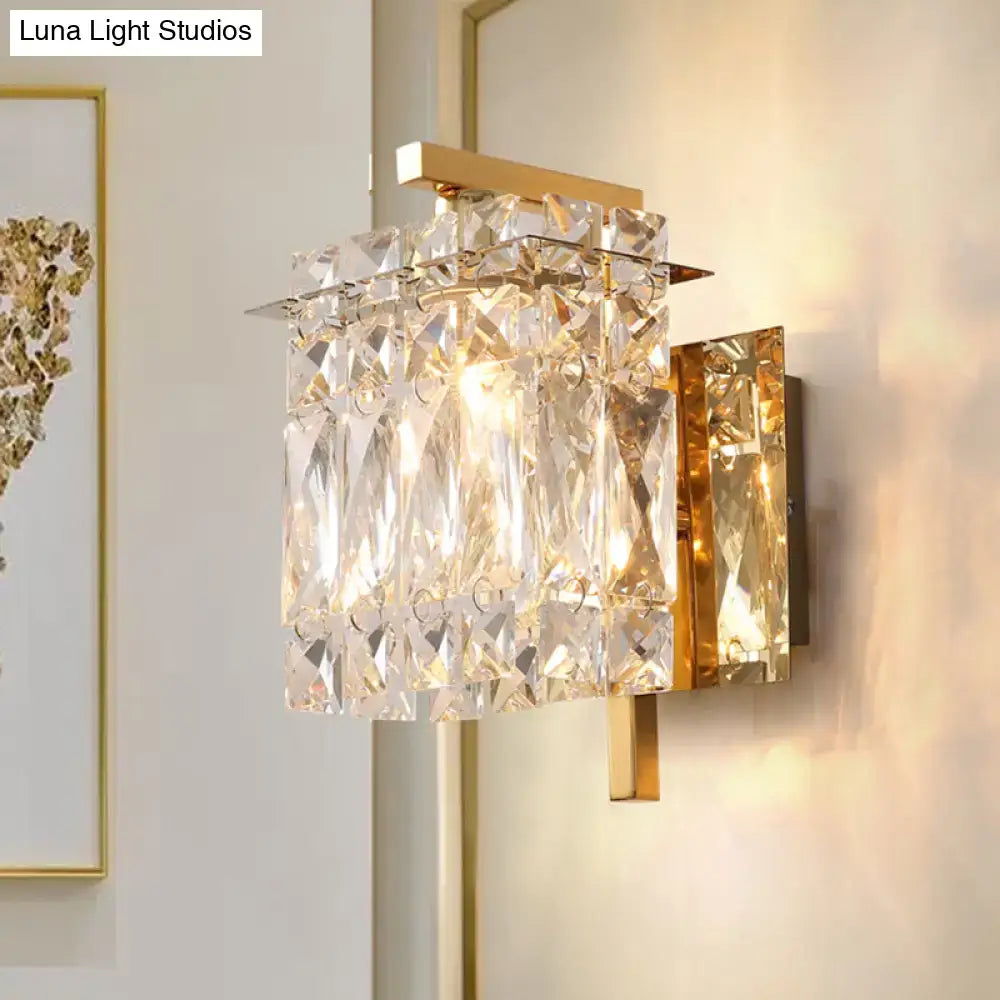 DecorBites™ Contemporary Rectangle Wall Mount Sconce Light with Crystal Shade - Elegant Beveled Design
