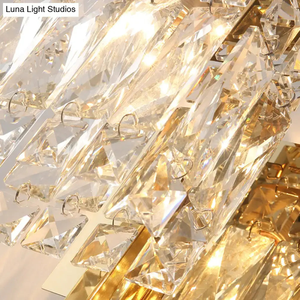 DecorBites™ Contemporary Rectangle Wall Mount Sconce Light with Crystal Shade - Elegant Beveled Design