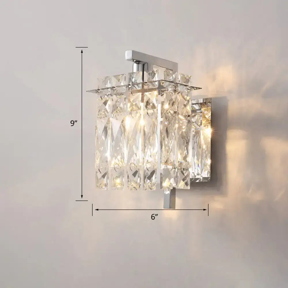 DecorBites™ Contemporary Rectangle Wall Mount Sconce Light with Crystal Shade - Elegant Beveled Design