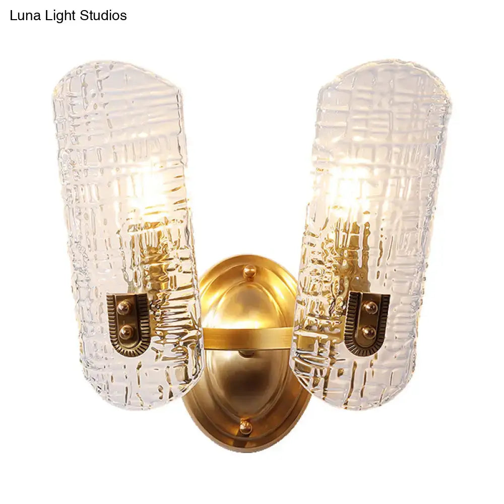 Prism textured glass gold wall light for corridor